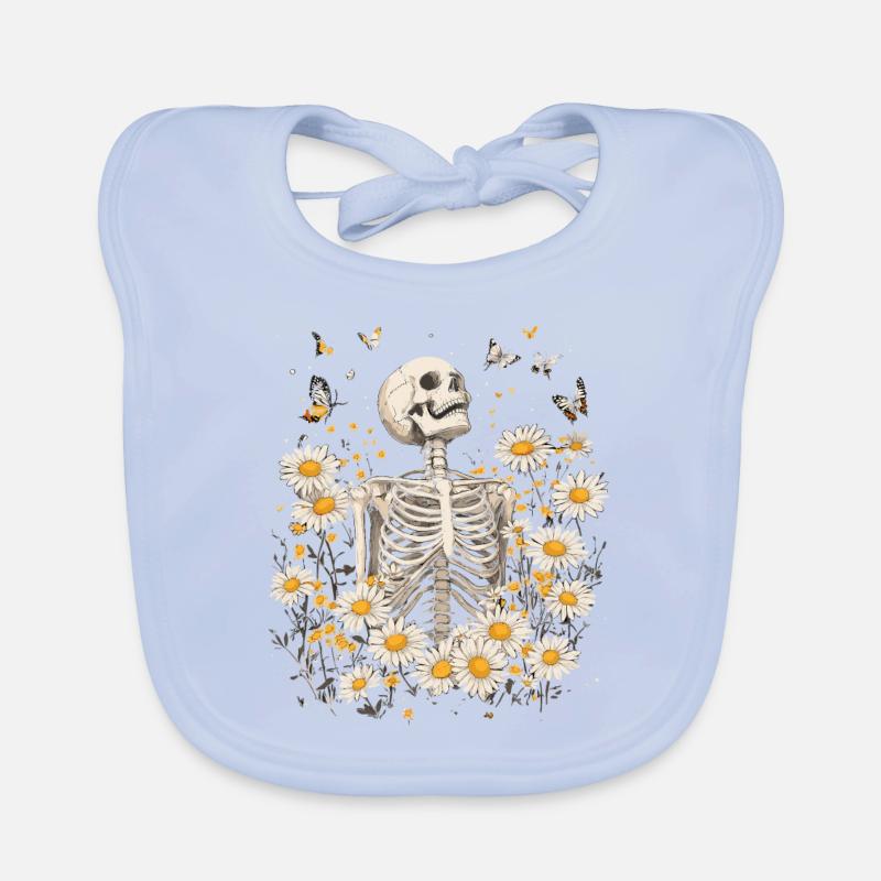 Skeleton Flowers Organic Baby Bibs