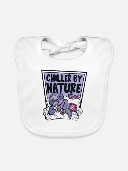 Chiller By Nature Brown-Throated Pilosa Folivora - Organic Baby Bibs - white - Front