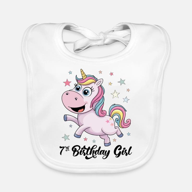 Einhorn 7. Geburtstag Mädchen Baby Bio-Lätzchen
