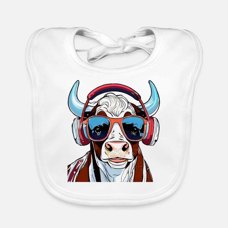 VACHE AVEC LUNETTES DE SOLEIL Bavoir bio Bébé