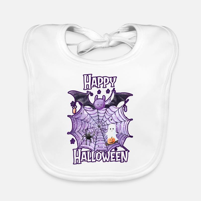 Toile d’araignée de joyeux Halloween avec une araignée mignonne Bavoir bio Bébé