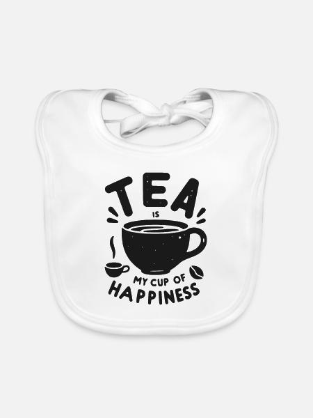 Tee ist meine Tasse Glück - Baby Bio-Lätzchen - Weiß - Vorne