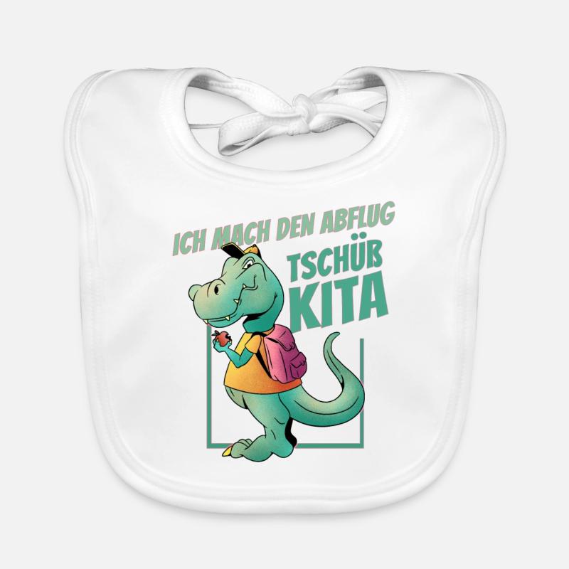 T-Rex mit Schulranzen - Ich mach den Abflug, Tschü Baby Bio-Lätzchen