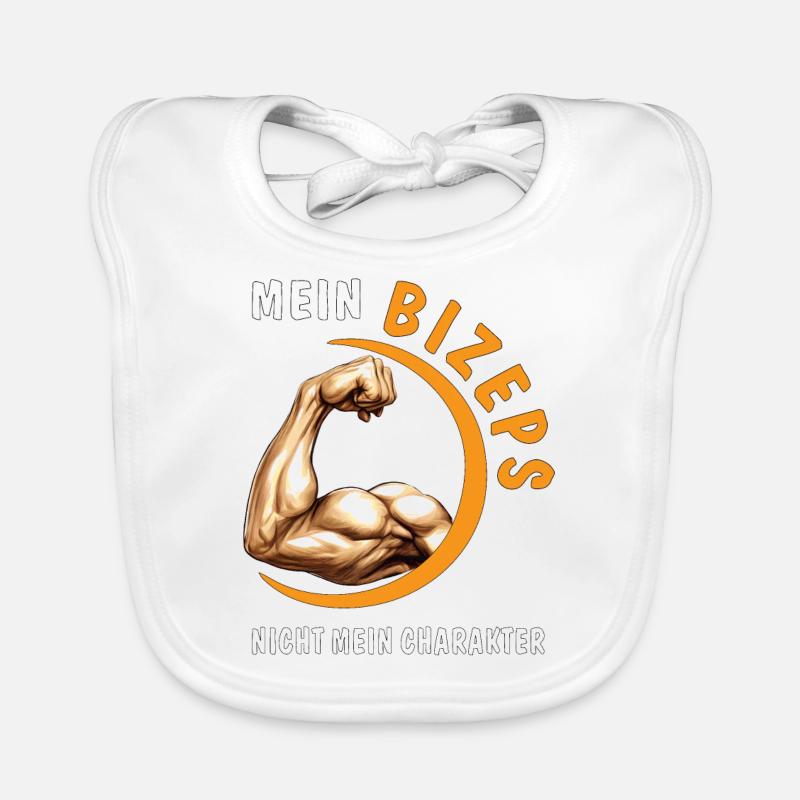 MY BICEPS, NOT MY CHARACTER Organic Baby Bibs