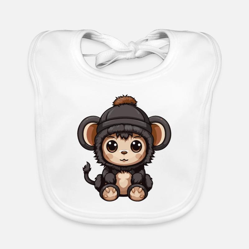 Affe Winter Tier Baby Comic Baby Bio-Lätzchen