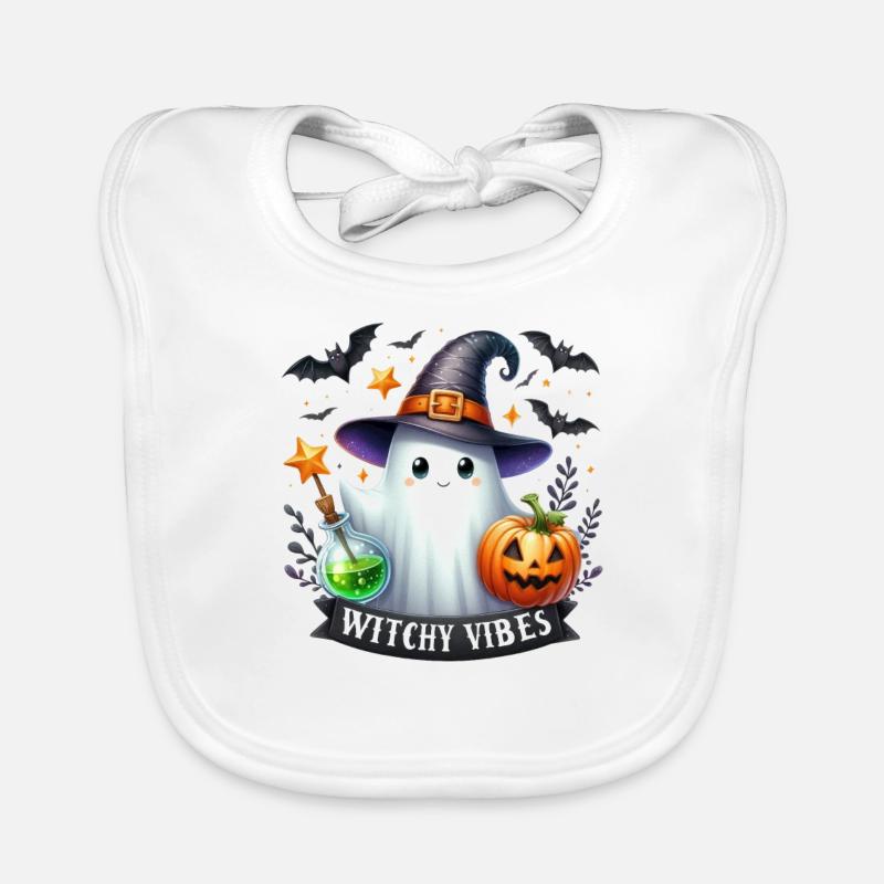Halloween Partner Look Witchy Vibes Design Organic Baby Bibs