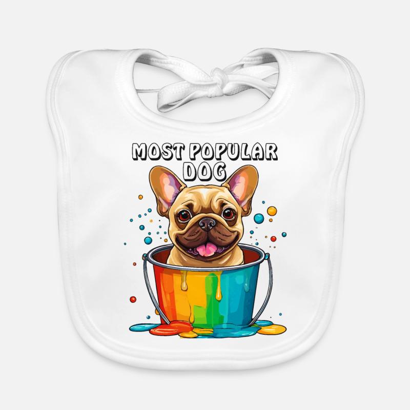 FRENCHIE CHIEN LE PLUS POPULAIRE - Bavoir bio Bébé - blanc