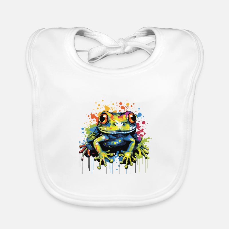 Frosch Pop Art - Baby Bio-Lätzchen - Weiß