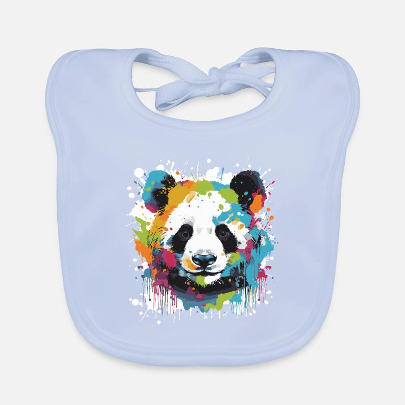 Panda Head Portrait Pop Art Organic Baby Bibs