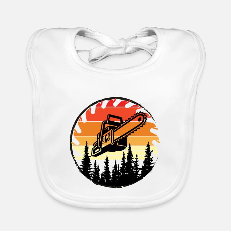 Chainsaw Axe Forester Lumberjack Saw Chain Organic Baby Bibs