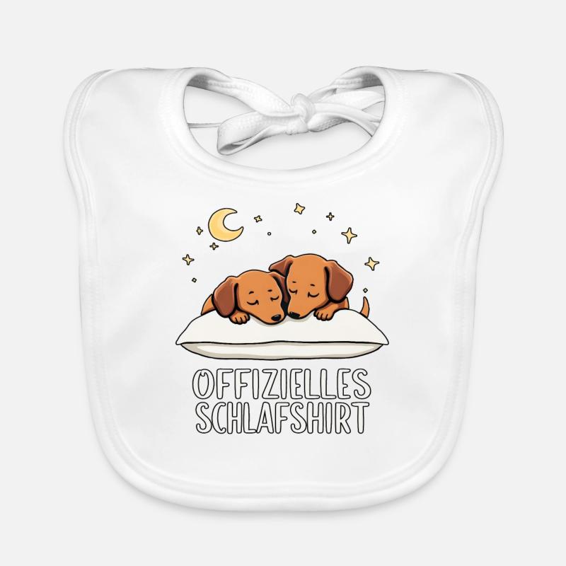 Official Sleeping Shirt Dachshund Pair Organic Baby Bibs