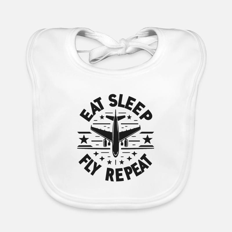 Eat Sleep Fly Repeat Organic Baby Bibs