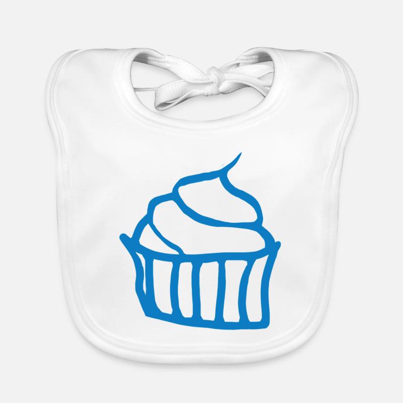 Gemalter Cupcake blau - Baby Bio-Lätzchen - Weiß