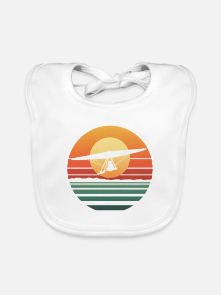 Oldtimer-Hängegleiter-Sonnenuntergang - Baby Bio-Lätzchen - Weiß