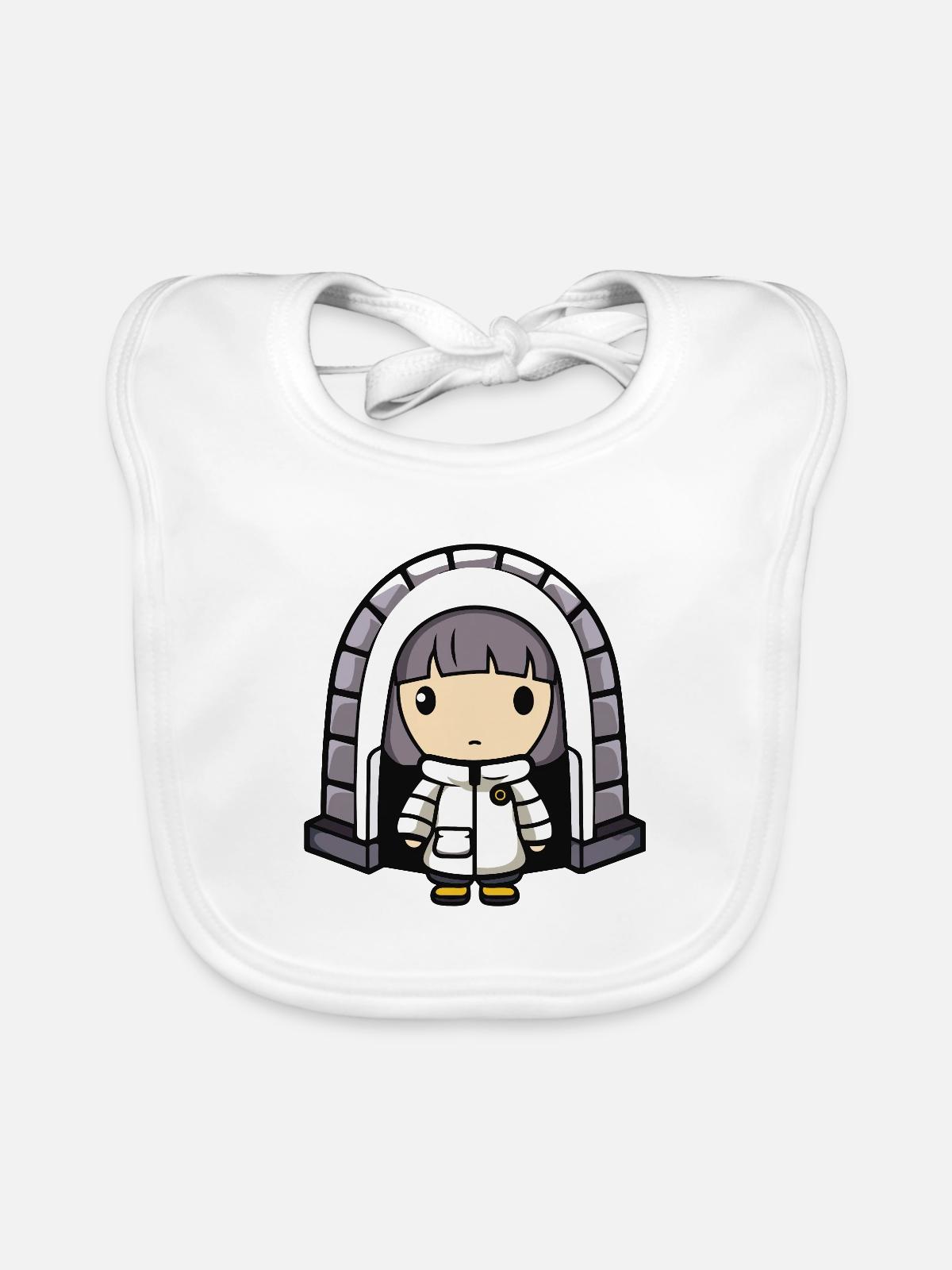 Winter Eskimo Iglu Comic - Baby Bio-Lätzchen - Weiß - Vorne