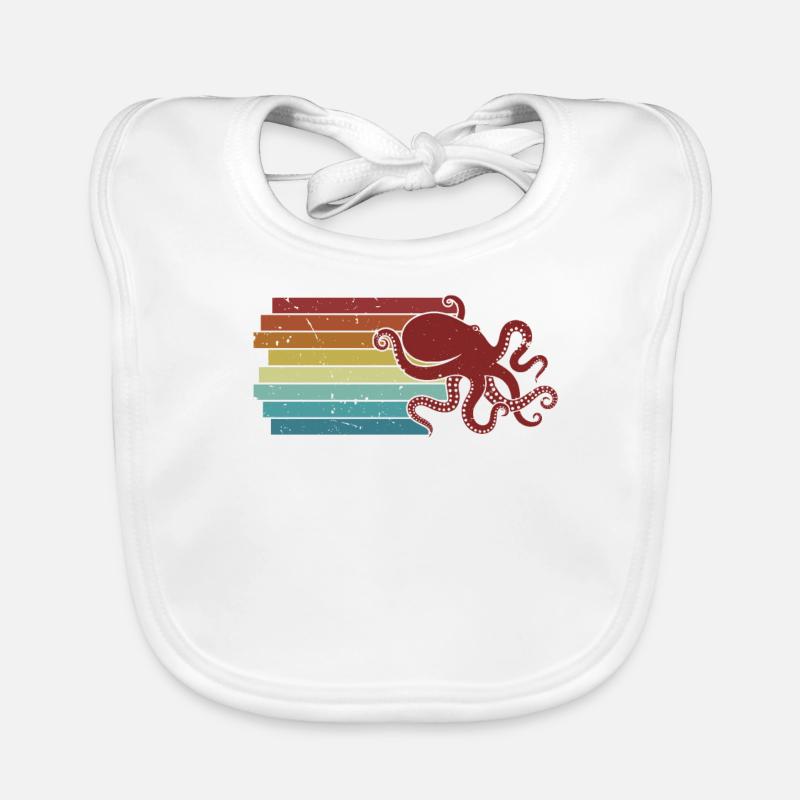 Octopodes rétro Octopoda Cephalopoda Lover Octopus Bavoir bio Bébé