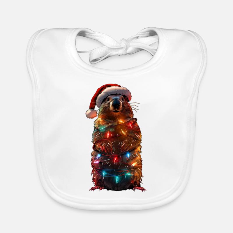 Groundhog Christmas Organic Baby Bibs