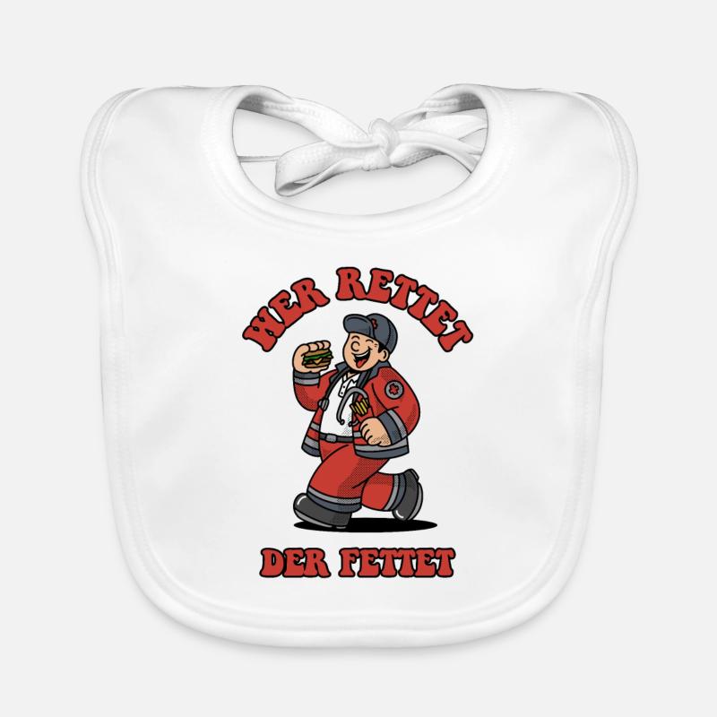 "He who saves, greases" Rescue Service Design Organic Baby Bibs
