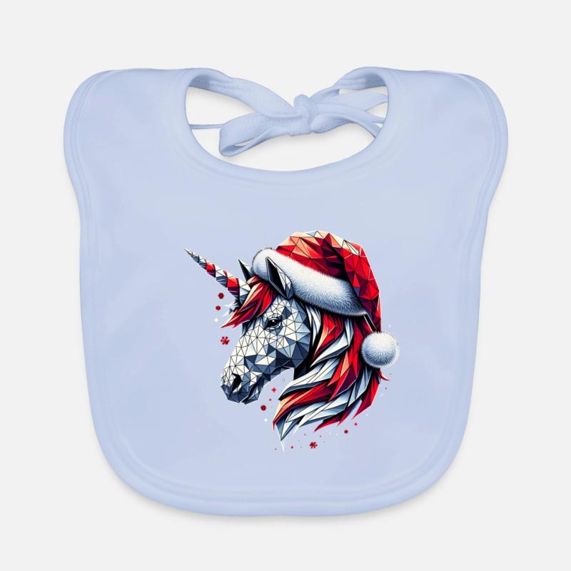Polygon Kunst - Einhorn mit Weihnachtsmütze Baby Bio-Lätzchen