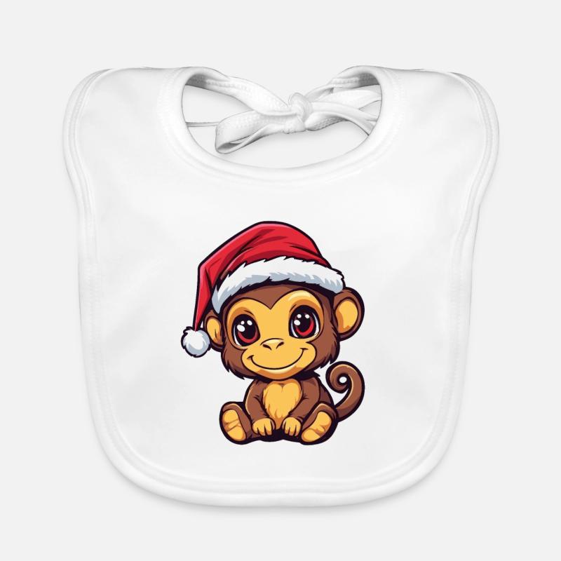 Monkey Christmas Organic Baby Bibs