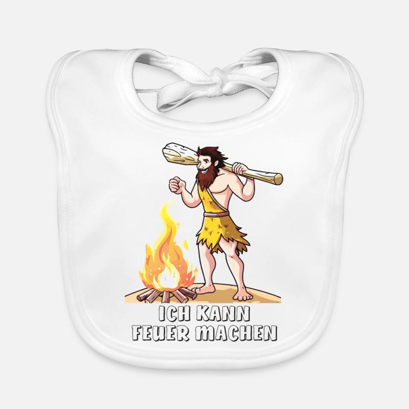 NEANDERTHAL I CAN MAKE FIRE Organic Baby Bibs