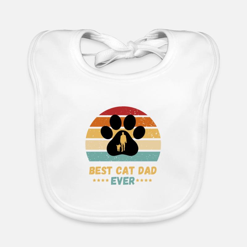 Best Cat Dad Ever Retro Paw Organic Baby Bibs