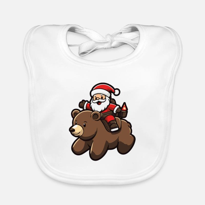 Bear Santa Claus Cartoon Organic Baby Bibs