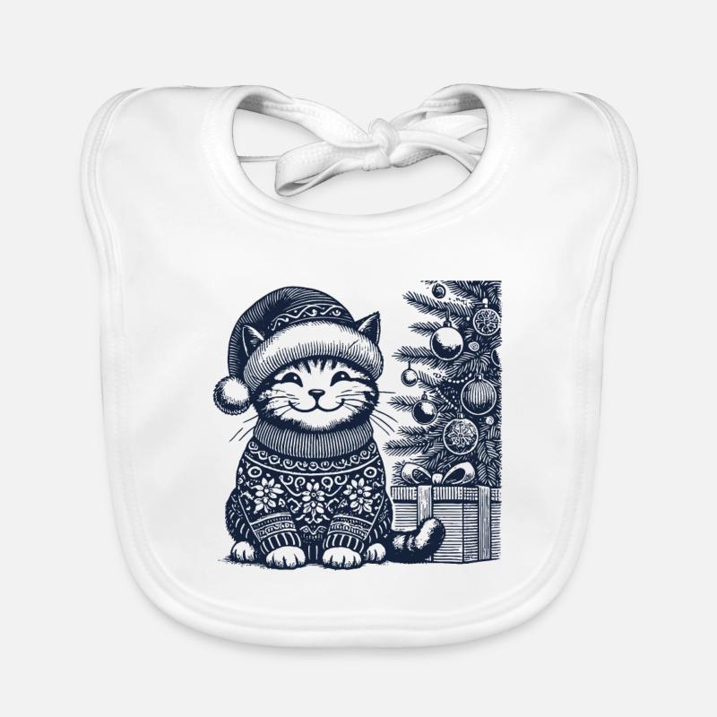 Drôle de chat Noël style vintage rétro Bavoir bio Bébé