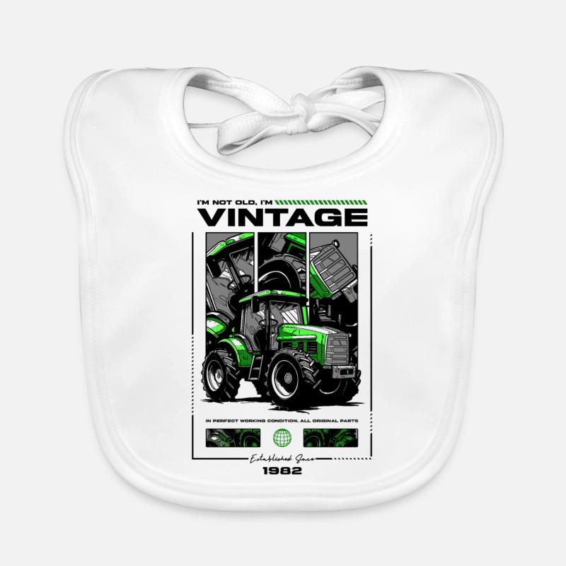 Oldtimer Traktor Bauer Geburtstag Jahrgang 1982 Baby Bio-Lätzchen