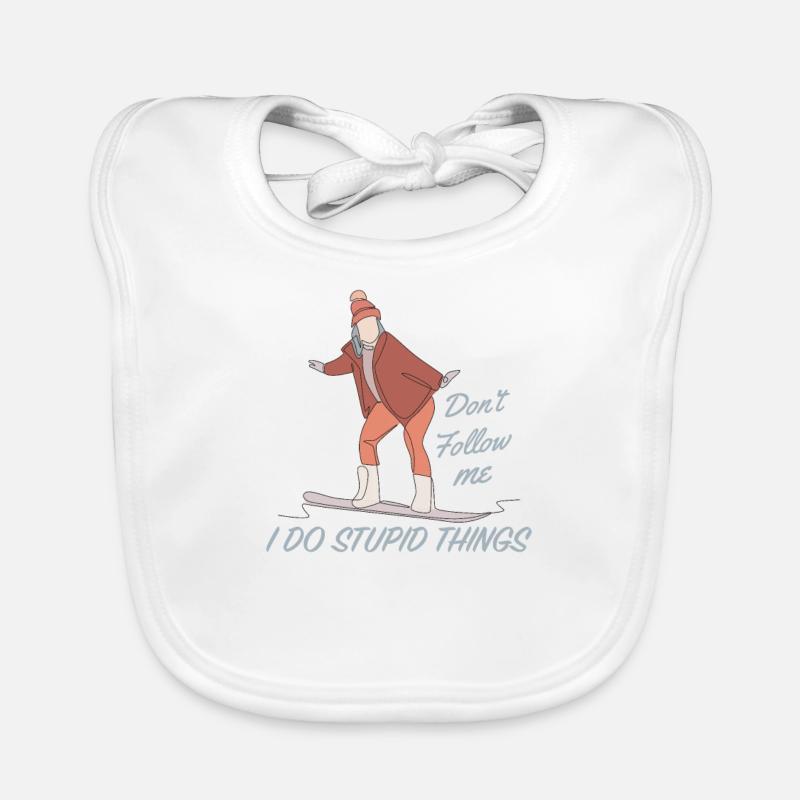 Funny Snowboarding Beginner Warning Design Funny Organic Baby Bibs