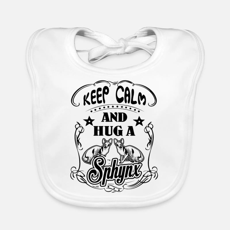 Keep Calm and Hug a Sphynx Cat Organic Baby Bibs