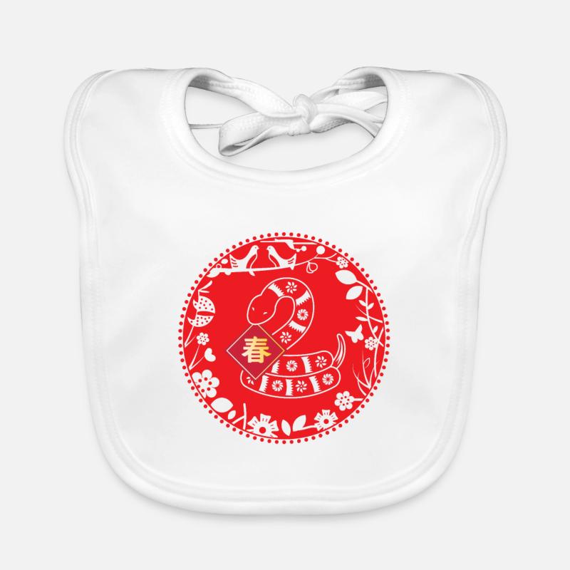 Chinese New Year 2025 Snake Design Chinese Organic Baby Bibs