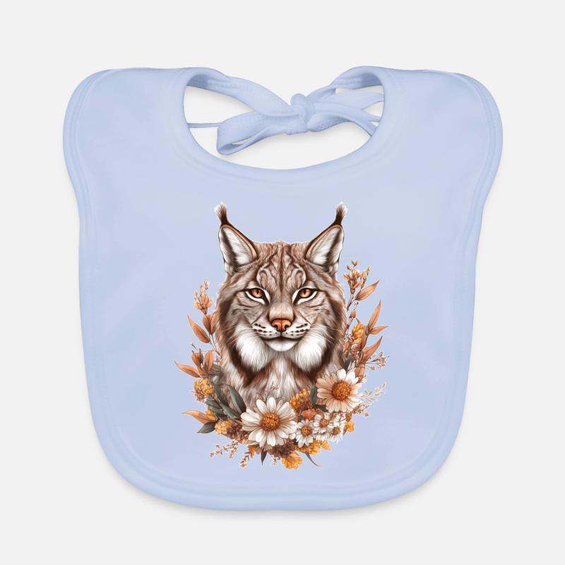 Luchs mit Blumen Baby Bio-Lätzchen