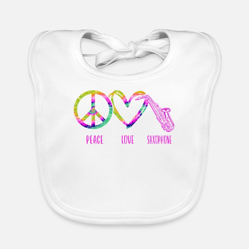 Saxophone Tie Dye Peace Love Baby Bio-Lätzchen