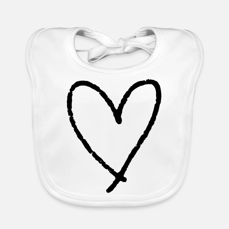 Coeur dessiné Saint-Valentin Bavoir bio Bébé