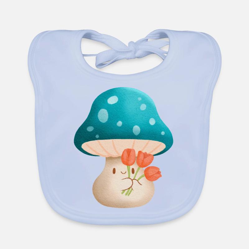 Mignon Murshoom tenant des fleurs Bavoir bio Bébé