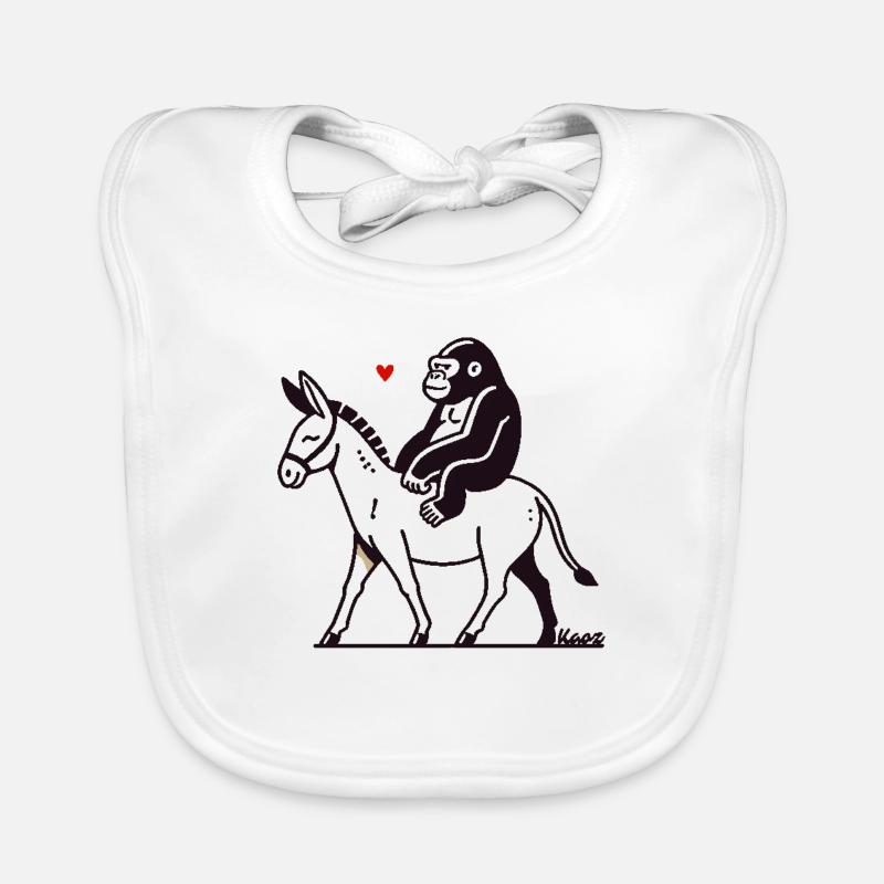 Gorilla riding a donkey Organic Baby Bibs