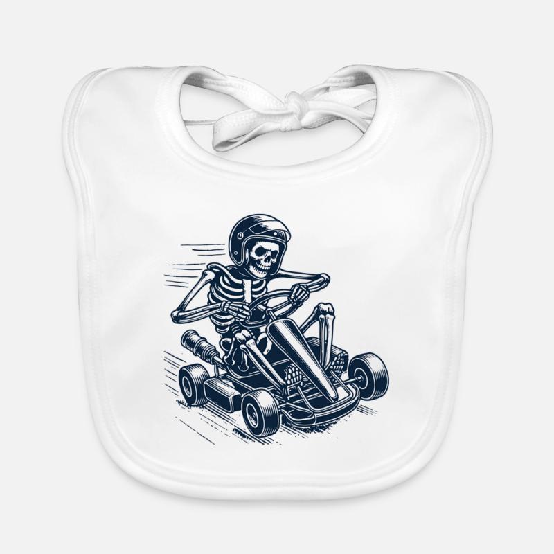 Course de skeleton go-kart drôle de coureur Bavoir bio Bébé