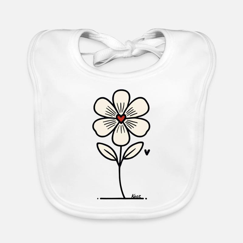 Fleur avec coeur Bavoir bio Bébé