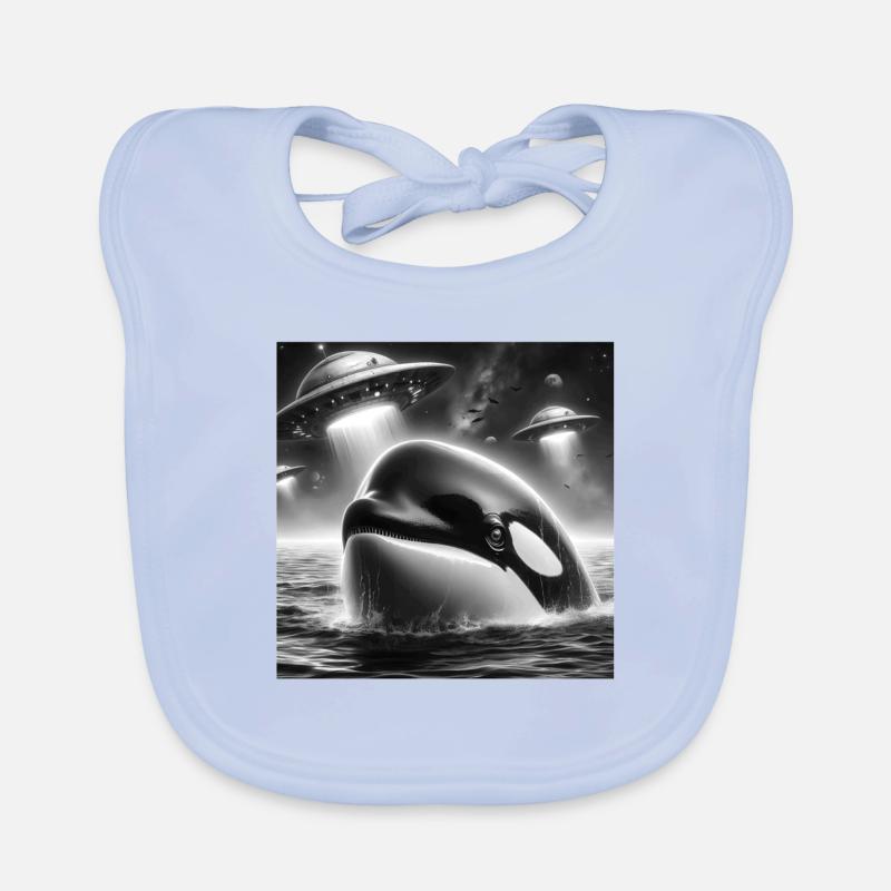 Killer whale Funny Graphic Selfie with UFOs Weird Organic Baby Bibs