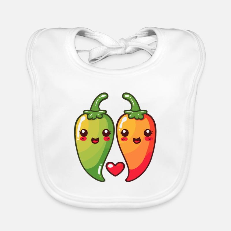 Chilli Paar Liebe Herz Comic Baby Bio-Lätzchen
