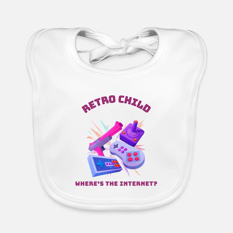 Retro child - Où est Internet ? Bavoir bio Bébé