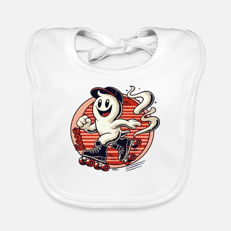 Smelly little ghost on roller skates Organic Baby Bibs
