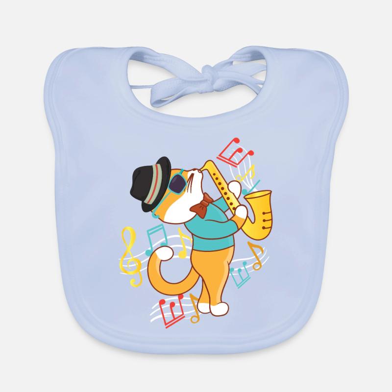 Saxophone Cat Jazz Bavoir bio Bébé
