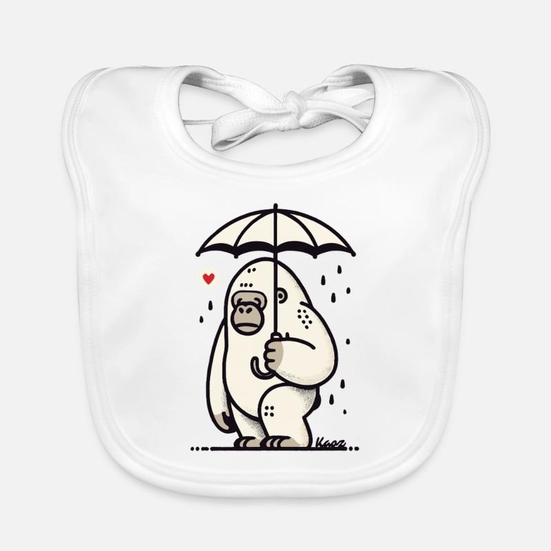 Trauriger Gorilla mit Regenschirm Baby Bio-Lätzchen