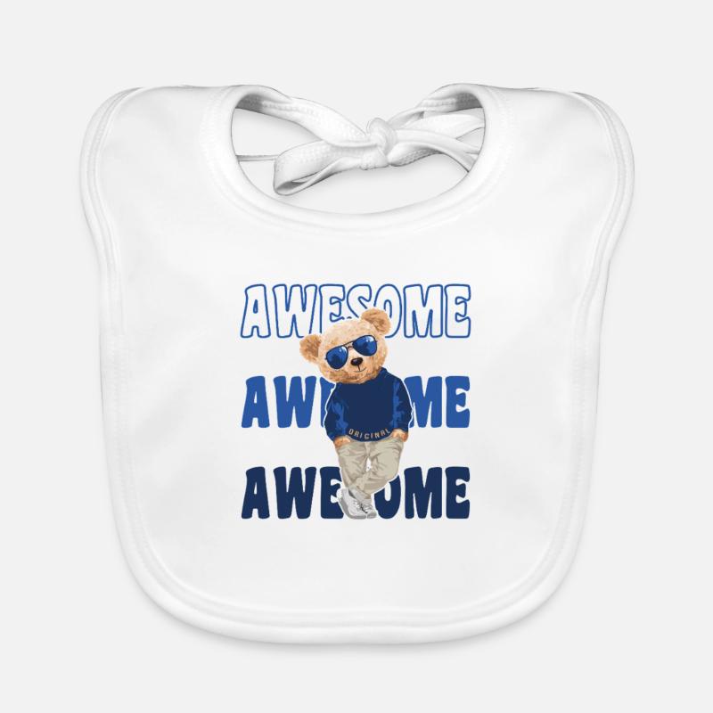 Cool Teddy Bear with Sunglasses - Awesome Organic Baby Bibs