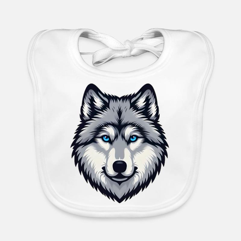 Blau äugiger Wolf Kopf Baby Bio-Lätzchen