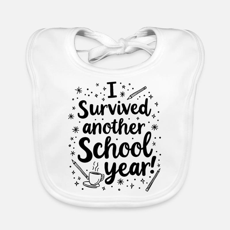 I Survived Another School Year – Teacher Student Organic Baby Bibs