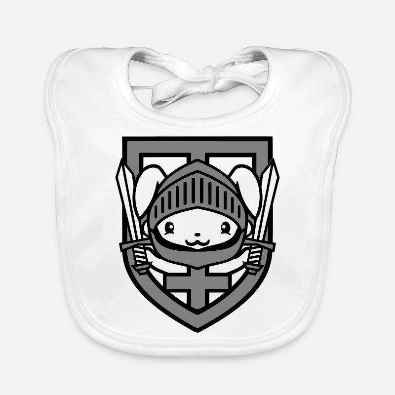 Lapin Chevalier Épée Bouclier Armure Casque Château Héros Bavoir bio Bébé