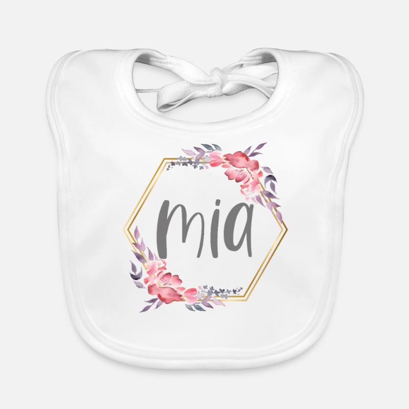 Mia Girl Name Personalized Gift Organic Baby Bibs